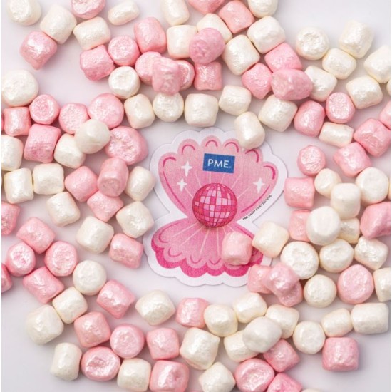Τραγανές μίνι marshmallows με Ροζ - Λευκή επικάλυψη 86γρ.