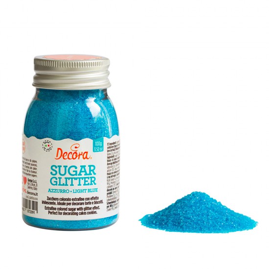 Glitter Ζάχαρης 100gr - Γαλάζιο - (Light Blue Sugar Glitter)