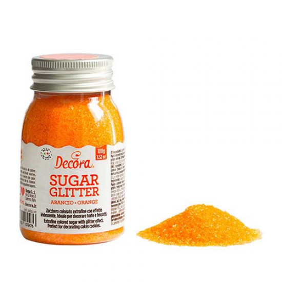 Glitter Ζάχαρης 100gr - Πορτοκαλί - (Orange Sugar Glitter)