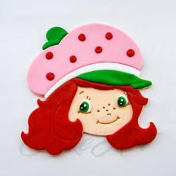 Φραουλένια πλακέτα ζαχαρόπαστας 13x13cm 