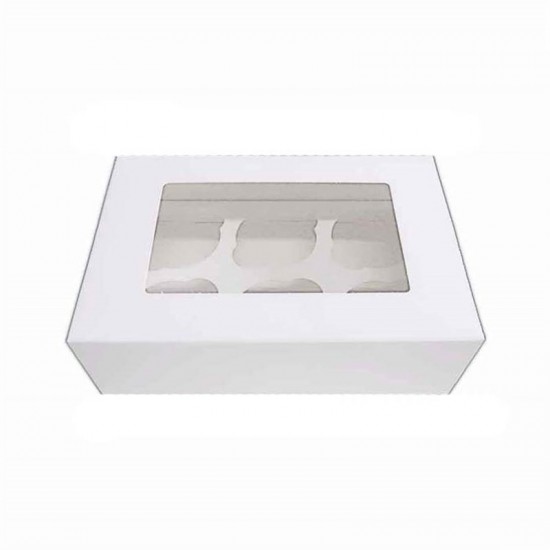 Λευκό Κουτί για 6 Cupcakes / Muffins με παράθυρο
