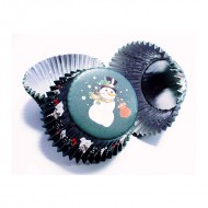 Θήκες αλουμινίου για Cupcakes Χιονάνθρωπος - 30 Τεμ