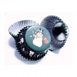 Θήκες αλουμινίου για Cupcakes Χιονάνθρωπος - 30 Τεμ