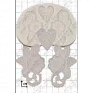 Καλούπι για Ζαχαρόπαστα - Σοκολάτα της FPC - Δαντελωτό Κέντημα Καρδιά με Λουλούδια