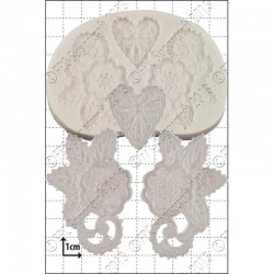 Καλούπι για Ζαχαρόπαστα - Σοκολάτα της FPC - Δαντελωτό Κέντημα Καρδιά με Λουλούδια