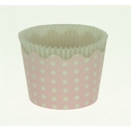 Κυπελάκια Cupcakes με καραμελόχαρτο Μικρά Δ5,7xΥ4εκ. - Ροζ με Λευκό Πουά - 65τεμ