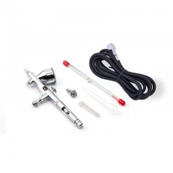 Σετ πιστόλι αερογράφου με 2 ακροφύσια και βελόνες 0,2 και 0,3 και σωλήνα σε όμορφη θήκη μεταφοράς